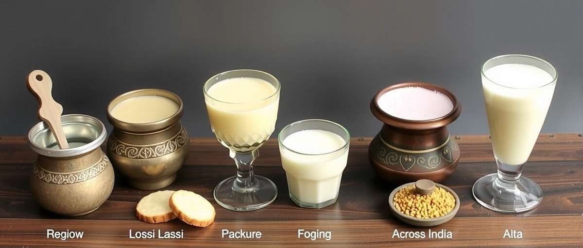 Lassi Logistics - Regional Lassi Varieties Lassi Logistics regional variations showing different types of lassi from across India in traditional serving vessels
